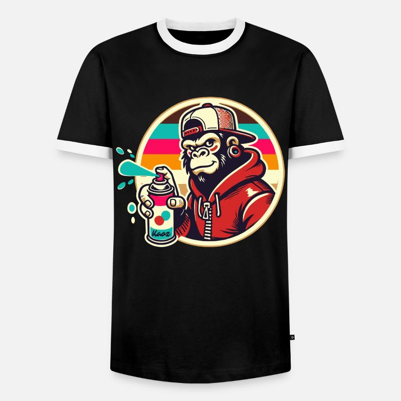 Graffiti Gorilla mit Spraydose - Männer Kontrast-T-Shirt - Schwarz/Weiß
