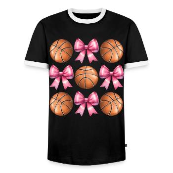 Coquette noeud basketteur Basketteur Fête des Mères Rose - T-shirt contrasté Homme - noir/blanc - Devant - AI Model Female 172 light (172cm) & AI Model Male 178 light (178cm)