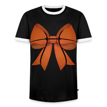 Coquette Schleife Basketball-Muster Muttertagsband - Männer Kontrast-T-Shirt - Schwarz/Weiß - Vorne - AI Model Female 172 light (172cm) & AI Model Male 178 light (178cm)