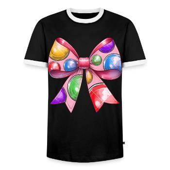 Coquette Bogen Boccia-Kugel Mütter Tag Bocci Band - Männer Kontrast-T-Shirt - Schwarz/Weiß - Vorne - AI Model Female 172 light (172cm) & AI Model Male 178 light (178cm)