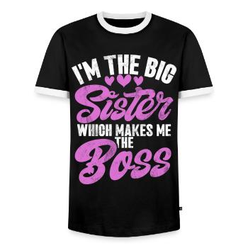 Sister Brother Matching Siblings Twins - Men's Ringer Shirt - black/white - Front - AI Model Female 172 light (172cm) & AI Model Male 178 light (178cm)