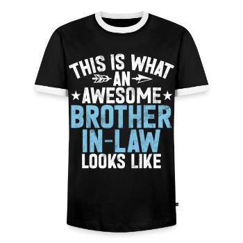 Sister Brother Matching Siblings Twins - Men's Ringer Shirt - black/white - Front - AI Model Female 172 light (172cm) & AI Model Male 178 light (178cm)