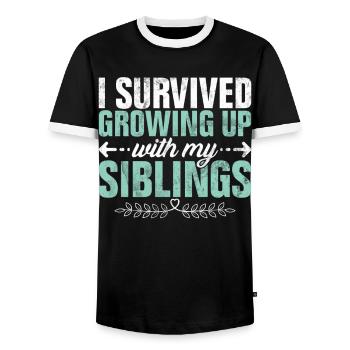 Sister Brother Matching Siblings Twins - Men's Ringer Shirt - black/white - Front - AI Model Female 172 light (172cm) & AI Model Male 178 light (178cm)