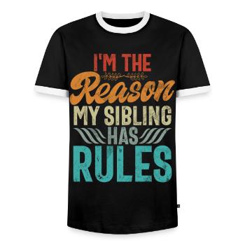 Sister Brother Matching Siblings Twins - Men's Ringer Shirt - black/white - Front - AI Model Female 172 light (172cm) & AI Model Male 178 light (178cm)