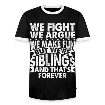 Sister Brother Matching Siblings Twins - Men's Ringer Shirt - black/white - Front - AI Model Female 172 light (172cm) & AI Model Male 178 light (178cm)