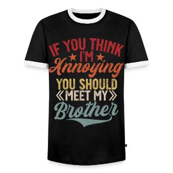 Sister Brother Matching Siblings Twins - Men's Ringer Shirt - black/white - Front - AI Model Female 172 light (172cm) & AI Model Male 178 light (178cm)