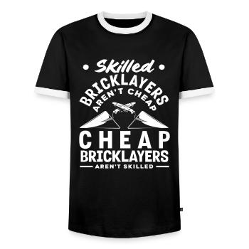 Masons Qualified masons are not cheap - Men's Ringer Shirt - black/white - Front - AI Model Female 172 light (172cm) & AI Model Male 178 light (178cm)