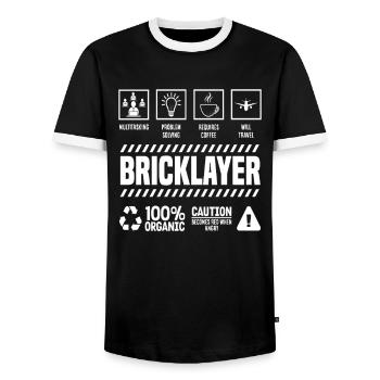 Maurer Multitasking Problem Solver Coffee - Men's Ringer Shirt - black/white - Front - AI Model Female 172 light (172cm) & AI Model Male 178 light (178cm)