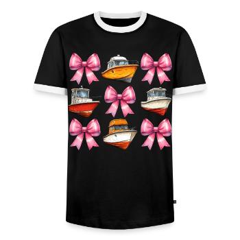 Coquette Bow Boating Capitaine Boater Ribbon - T-shirt contrasté Homme - noir/blanc - Devant - AI Model Female 172 light (172cm) & AI Model Male 178 light (178cm)