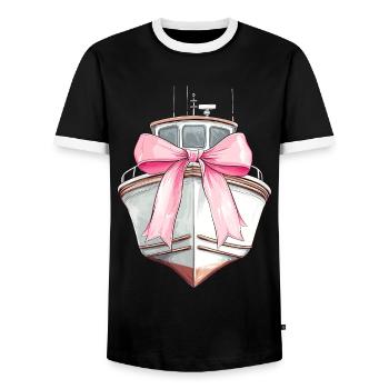 Coquette Bow Boating Capitaine Boater Ribbon - T-shirt contrasté Homme - noir/blanc - Devant - AI Model Female 172 light (172cm) & AI Model Male 178 light (178cm)