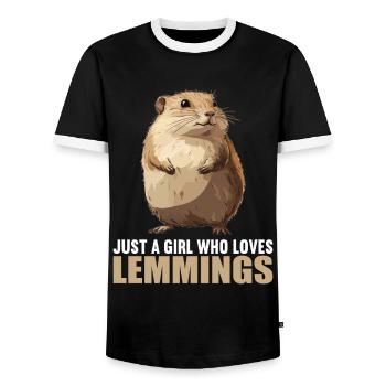 Lemmings Lemming - Men's Ringer Shirt - black/white - Front - AI Model Female 172 light (172cm) & AI Model Male 178 light (178cm)