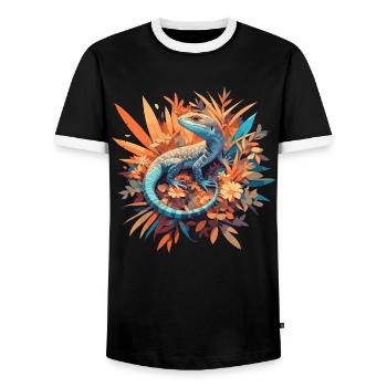 Lézards Lézard - T-shirt contrasté Homme - noir/blanc - Devant - AI Model Female 172 light (172cm) & AI Model Male 178 light (178cm)