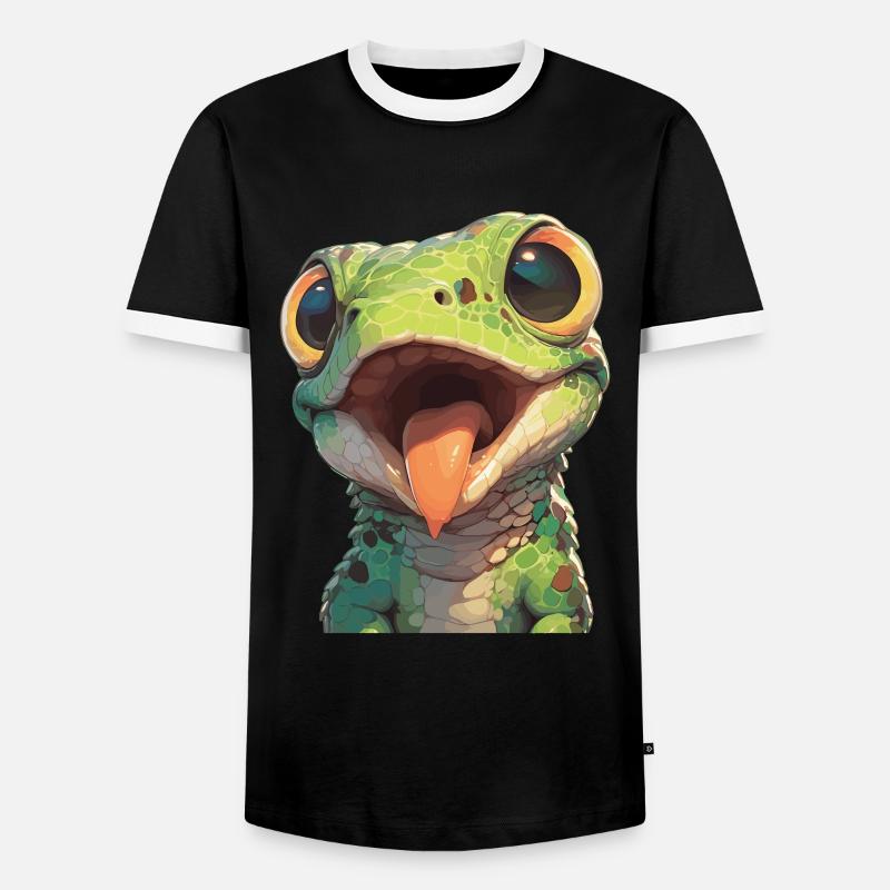 Eidechsen Eidechse - Männer Kontrast-T-Shirt - Schwarz/Weiß