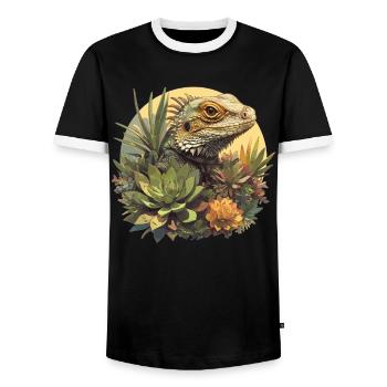 Lizards Lizard - Men's Ringer Shirt - black/white - Front - AI Model Female 172 light (172cm) & AI Model Male 178 light (178cm)