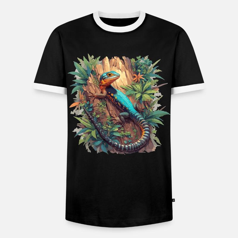 Eidechsen Eidechse - Männer Kontrast-T-Shirt - Schwarz/Weiß