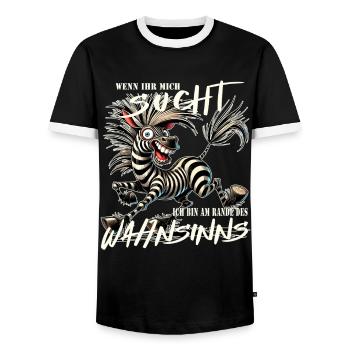 Wenn ihr mich sucht, am Rande des Wahnsinns - Männer Kontrast-T-Shirt - Schwarz/Weiß - Vorne - AI Model Female 172 light (172cm) & AI Model Male 178 light (178cm)