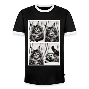 Élégante boîte photo Maine Coon - T-shirt contrasté Homme - noir/blanc - Devant - AI Model Female 172 light (172cm) & AI Model Male 178 light (178cm)