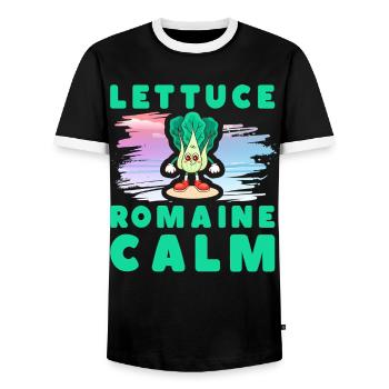 Lettuce Romaine Calm – Funny Salad - Men's Ringer Shirt - black/white - Front - AI Model Female 172 light (172cm) & AI Model Male 178 light (178cm)