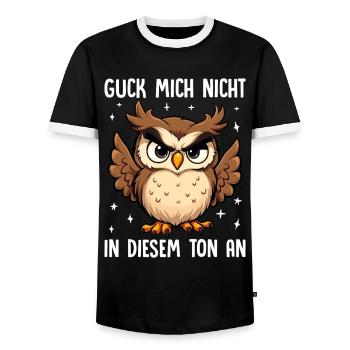 Don't look at me in this tone Owl - Men's Ringer Shirt - black/white - Front - AI Model Female 172 light (172cm) & AI Model Male 178 light (178cm)
