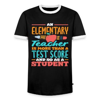 Un professeur d’école primaire, c’est plus qu’un simple résultat d’examen - T-shirt contrasté Homme - noir/blanc - Devant - AI Model Female 172 light (172cm) & AI Model Male 178 light (178cm)