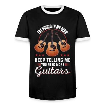 Guitarist Guitarist Musician Guitar Music - Men's Ringer Shirt - black/white - Front - AI Model Female 172 light (172cm) & AI Model Male 178 light (178cm)