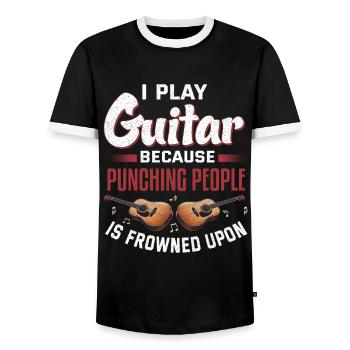 Gitarrist Gitarrist Musiker Gitarrenmusik - Männer Kontrast-T-Shirt - Schwarz/Weiß - Vorne - AI Model Female 172 light (172cm) & AI Model Male 178 light (178cm)