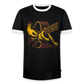 Gitarrist Gitarrist Musiker Gitarrenmusik - Männer Kontrast-T-Shirt - Schwarz/Weiß - Vorne - AI Model Female 172 light (172cm) & AI Model Male 178 light (178cm)