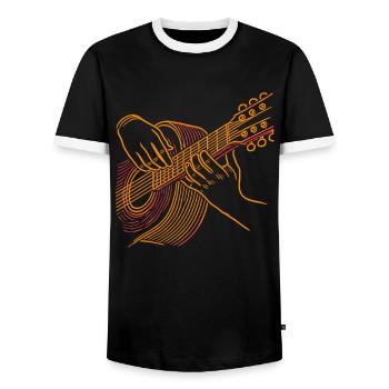 Guitarist Guitarist Musician Guitar Music - Men's Ringer Shirt - black/white - Front - AI Model Female 172 light (172cm) & AI Model Male 178 light (178cm)