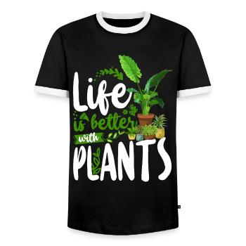 Plant Lover Gardening Life Is - Men's Ringer Shirt - black/white - Front - AI Model Female 172 light (172cm) & AI Model Male 178 light (178cm)