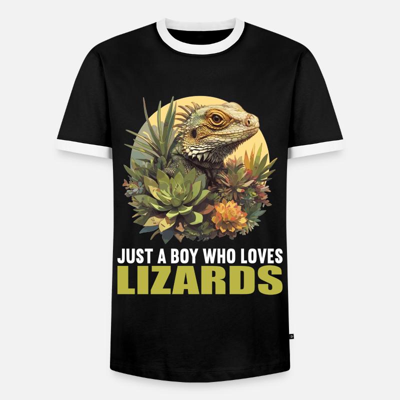Eidechsen Eidechse - Männer Kontrast-T-Shirt - Schwarz/Weiß