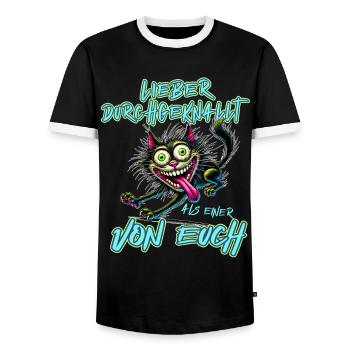 Crazy cat Better crazy than one of - Men's Ringer Shirt - black/white - Front - AI Model Female 172 light (172cm) & AI Model Male 178 light (178cm)
