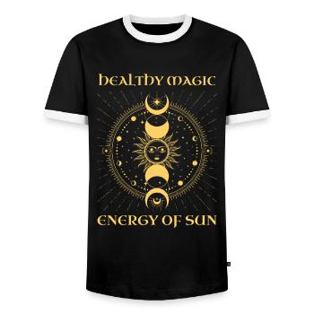Univers Soleil Lune Magique Santé - T-shirt contrasté Homme - noir/blanc - Devant - AI Model Female 172 light (172cm) & AI Model Male 178 light (178cm)