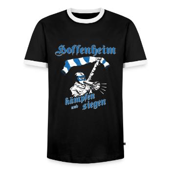 Hoffenheim kämpfen und siegen No II - Männer Kontrast-T-Shirt - Schwarz/Weiß - Vorne - AI Model Female 172 light (172cm) & AI Model Male 178 light (178cm)