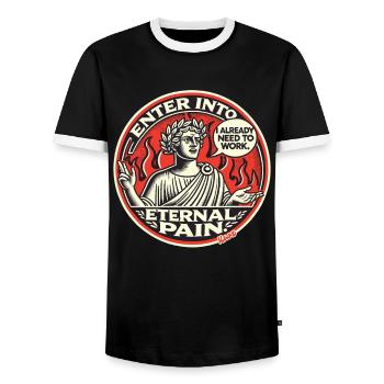 Dante has to toil forever in hell - Men's Ringer Shirt - black/white - Front - AI Model Female 172 light (172cm) & AI Model Male 178 light (178cm)