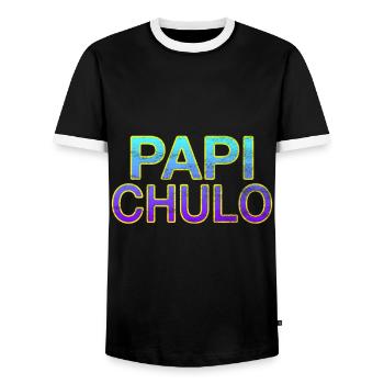 Papi Chulo - Stylischer Schriftzug - Männer Kontrast-T-Shirt - Schwarz/Weiß - Vorne - AI Model Female 172 light (172cm) & AI Model Male 178 light (178cm)
