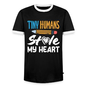 Grundschullehrerin Tiny Humans Stole My Heart - Männer Kontrast-T-Shirt - Schwarz/Weiß - Vorne - AI Model Female 172 light (172cm) & AI Model Male 178 light (178cm)