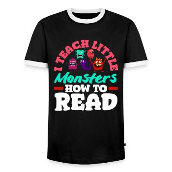 Grundschullehrer Ich Bringe Kleinen Monstern Bei, - Männer Kontrast-T-Shirt - Schwarz/Weiß - Vorne - AI Model Female 172 light (172cm) & AI Model Male 178 light (178cm)