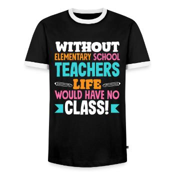 Instituteur sans enseignant Vie sans classe - T-shirt contrasté Homme - noir/blanc - Devant - AI Model Female 172 light (172cm) & AI Model Male 178 light (178cm)