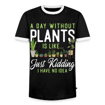 Plant Lover Gardening A Day - Men's Ringer Shirt - black/white - Front - AI Model Female 172 light (172cm) & AI Model Male 178 light (178cm)