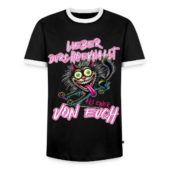 Crazy cat Better crazy than one of - Men's Ringer Shirt - black/white - Front - AI Model Female 172 light (172cm) & AI Model Male 178 light (178cm)