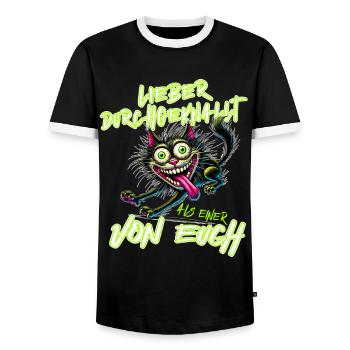 Chat Mieux fou que l’un d’entre vous - T-shirt contrasté Homme - noir/blanc - Devant - AI Model Female 172 light (172cm) & AI Model Male 178 light (178cm)