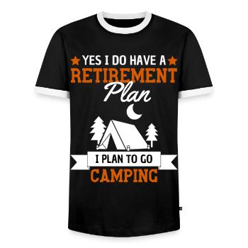 Camping Ruhestandsplan Rentner Zelten - Männer Kontrast-T-Shirt - Schwarz/Weiß - Vorne - AI Model Female 172 light (172cm) & AI Model Male 178 light (178cm)
