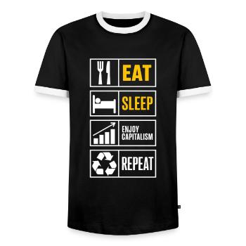 Profiter du capitalisme Dictons boursiers - T-shirt contrasté Homme - noir/blanc - Devant - AI Model Female 172 light (172cm) & AI Model Male 178 light (178cm)