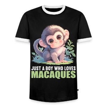 Makaken Makake - Männer Kontrast-T-Shirt - Schwarz/Weiß - Vorne - AI Model Female 172 light (172cm) & AI Model Male 178 light (178cm)