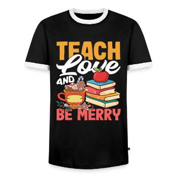 Grundschullehrerin Liebe Lehren Und Fröhlich Sein - Männer Kontrast-T-Shirt - Schwarz/Weiß - Vorne - AI Model Female 172 light (172cm) & AI Model Male 178 light (178cm)