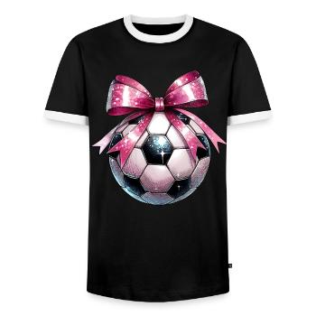 Coquette Bogen Fußball Disco Ball Mütter Tag Rosa - Männer Kontrast-T-Shirt - Schwarz/Weiß - Vorne - AI Model Female 172 light (172cm) & AI Model Male 178 light (178cm)