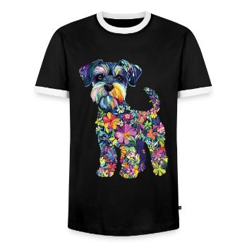 Zwergschnauzer - Männer Kontrast-T-Shirt - Schwarz/Weiß - Vorne - AI Model Female 172 light (172cm) & AI Model Male 178 light (178cm)