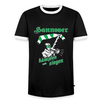 Hannover kämpfen und siegen No II - Männer Kontrast-T-Shirt - Schwarz/Weiß - Vorne - AI Model Female 172 light (172cm) & AI Model Male 178 light (178cm)
