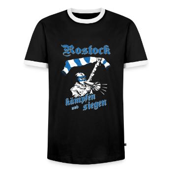 Rostock kämpfen und siegen No II - Männer Kontrast-T-Shirt - Schwarz/Weiß - Vorne - AI Model Female 172 light (172cm) & AI Model Male 178 light (178cm)
