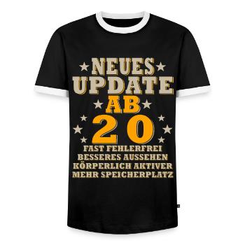 20. Geburtstag Geburtstagsspruch 20 Jahre Geschenk - Männer Kontrast-T-Shirt - Schwarz/Weiß - Vorne - AI Model Female 172 light (172cm) & AI Model Male 178 light (178cm)